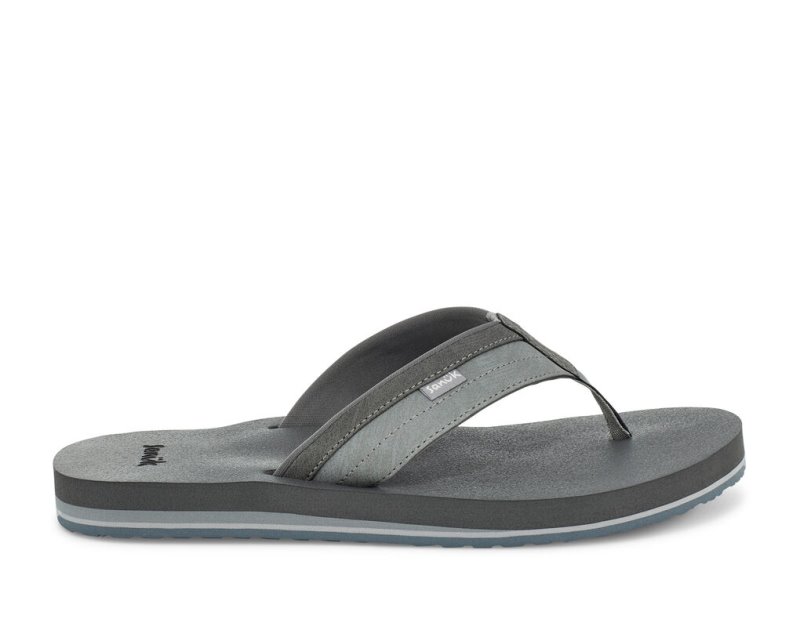 Sanuk Mens Ziggy Water-Friendly Grey Flip Flops | QFLRZM516